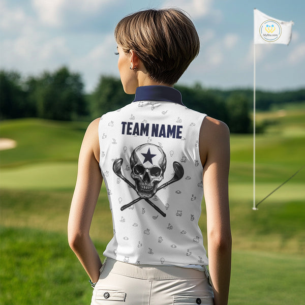 Texas Flag Golf Clubs Skull Golf Camo Women sleeveless polo shirt Custom Patriotic Golf Team Jersey NQS9936