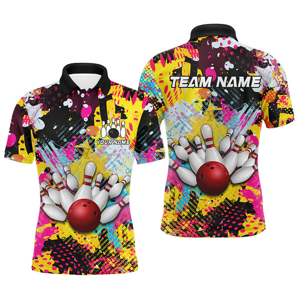 Colorful bowling jerseys Bowling Polo, 1/4 Zip Shirt for Men Custom Bowling Team shirts for bowlers NQS8023