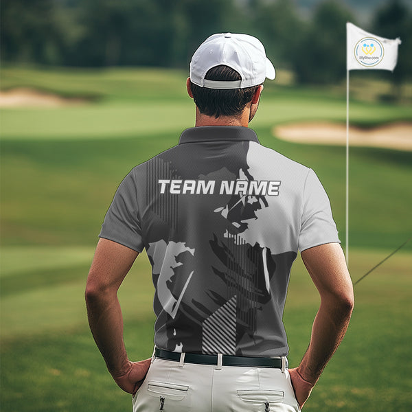 Personalized Gray camo Golf polo shirts for men custom camo golf shirts, unique golf gifts NQS9944