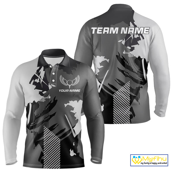 Personalized Gray camo Golf polo shirts for men custom camo golf shirts, unique golf gifts NQS9944