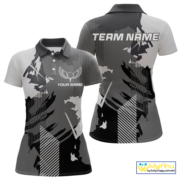 Personalized Gray camo Golf polo shirts for women custom camo golf shirt, unique golf gifts NQS9944