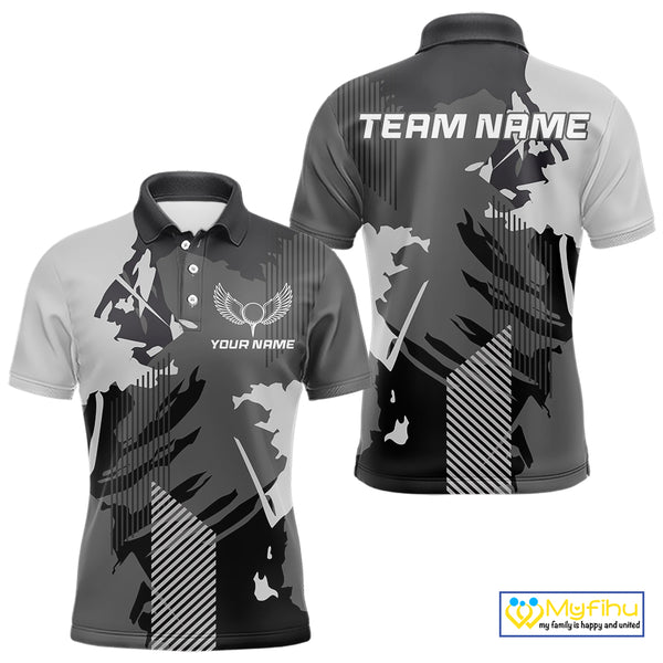 Personalized Gray camo Golf polo shirts for men custom camo golf shirts, unique golf gifts NQS9944