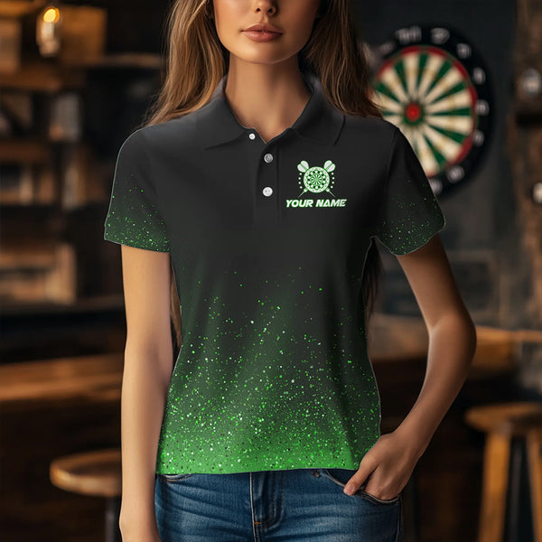 Black & Green glitter Lucky Darts Shirt For Women Custom St Patrick Day Darts Jersey for Team NQS9363