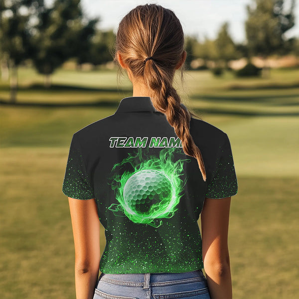 Black And Green Glitter Lucky Women golf polo shirt custom St Patrick Day golf tops for ladies NQS9365