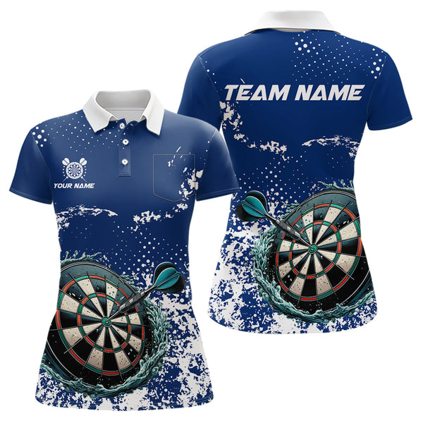 Personalized White Blue Grunge Darts Shirt For Women Custom Dart Outfit Team Jersey NQS9510