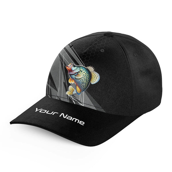 Personalized Black camo Crappie Fishing baseball cap, Crappie fishing hats for men, women NQS9953