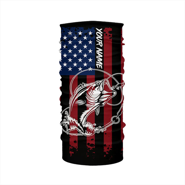 Black American flag Bass fishing tattoo customize performance long sleeves patriotic Fishing shirts NQS6131