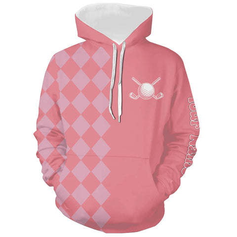 Pink argyle pattern Golf Hoodies custom golf shirts cool golf gifts NQS9165