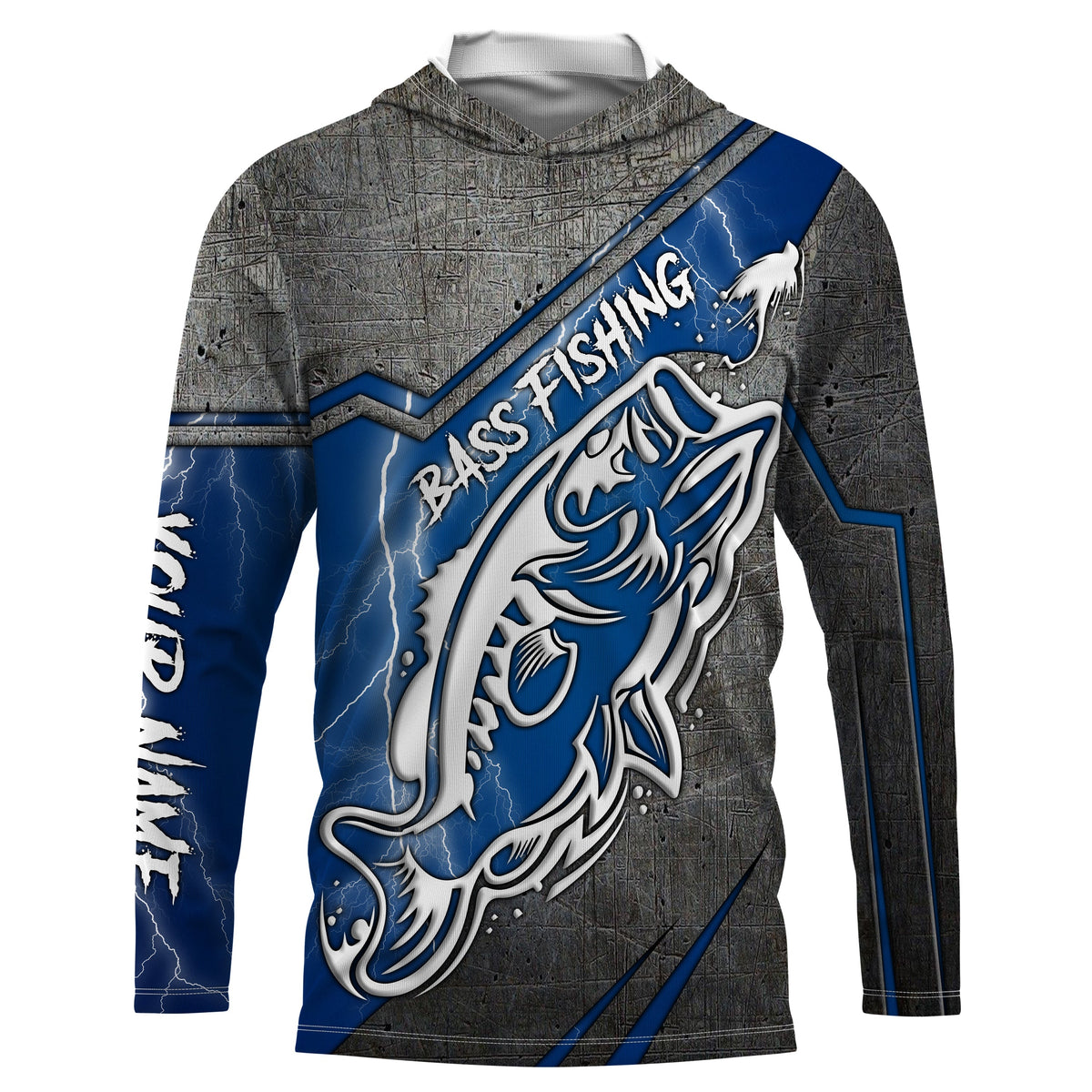 Largemouth bass fishing tattoo Custom Name 3D All over printed Fishing Shirts UV protection UPF 30+, blue lightning fishing jerseys NQS2816