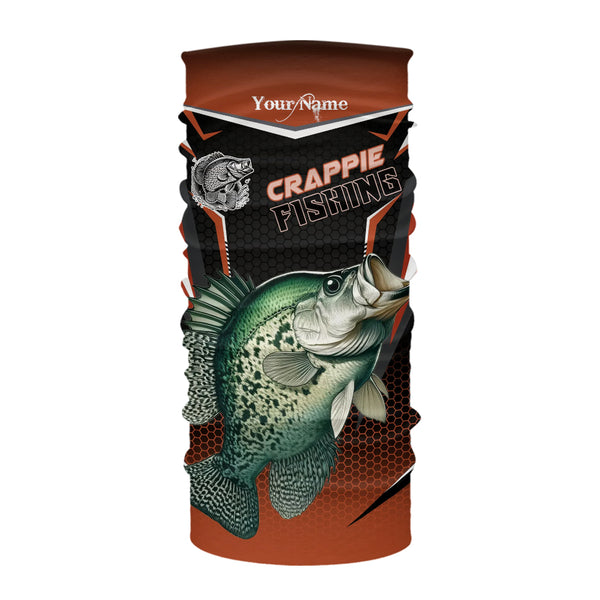 Black and Orange Crappie Long Sleeve Fishing Shirts, Personalized Crappie Fishing Tounament Jerseys NQS9680