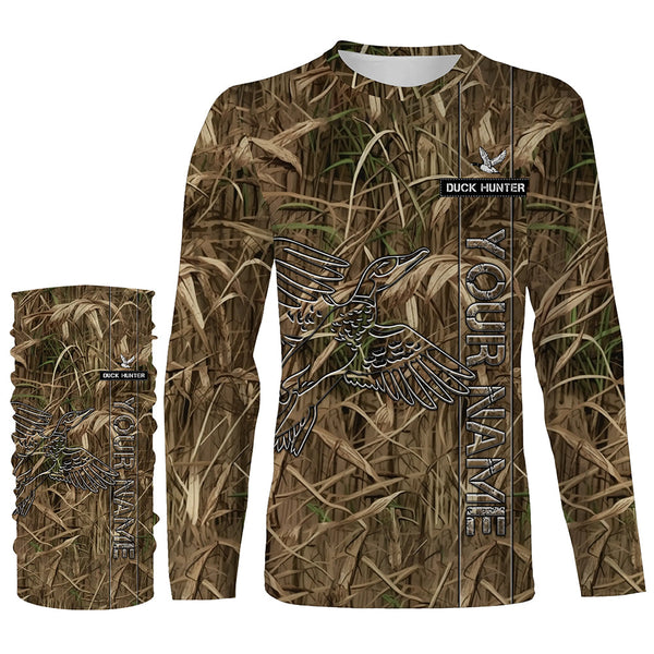 Duck Hunting waterfowl camo Custom Name All Over Printed Shirts, Hunting Gift For Men, Women And Kid NQS3914