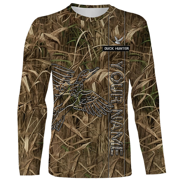 Duck Hunting waterfowl camo Custom Name All Over Printed Shirts, Hunting Gift For Men, Women And Kid NQS3914