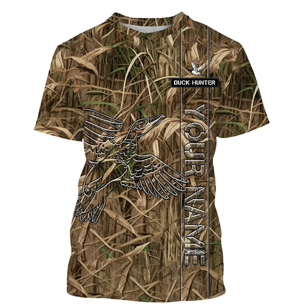 Duck Hunting waterfowl camo Custom Name All Over Printed Shirts, Hunting Gift For Men, Women And Kid NQS3914