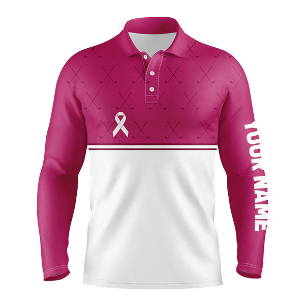 Pink white Breast Cancer Awareness golf shirts custom Mens golf polo  pink ribbon golf shirts NQS6372