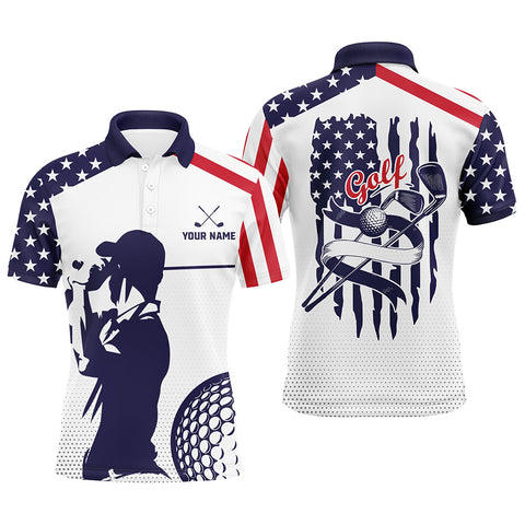 American flag patriot Mens golf polo shirts custom red white and blue golf apparel, team golf jerseys NQS7285
