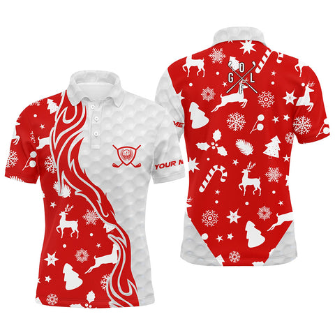 Red Christmas pattern golf ball Men golf polo shirts custom mens christmas golf shirt golf clubs NQS6852