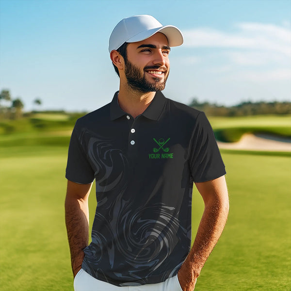 Black Camo Men golf polo shirts Customize peace love golf team golf attire for mens | Green NQS9527