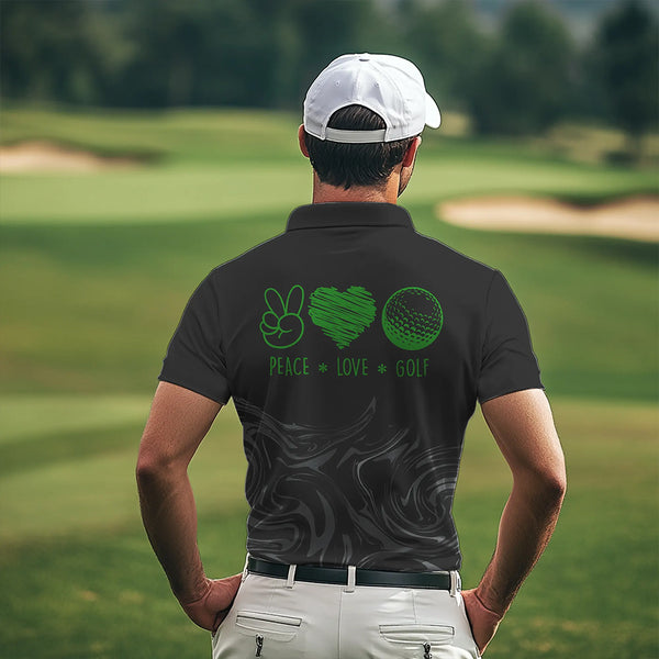 Black Camo Men golf polo shirts Customize peace love golf team golf attire for mens | Green NQS9527
