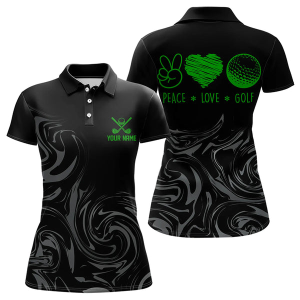 Black Camo Women golf polo shirts Customize peace love golf team golf attire for ladies | Green NQS9527