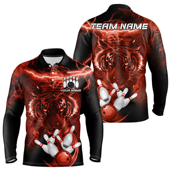 Personalized Red Lightning Thunder Storm Tiger Bowling Shirts For Men Custom Bowling Team Jerseys NQS9683
