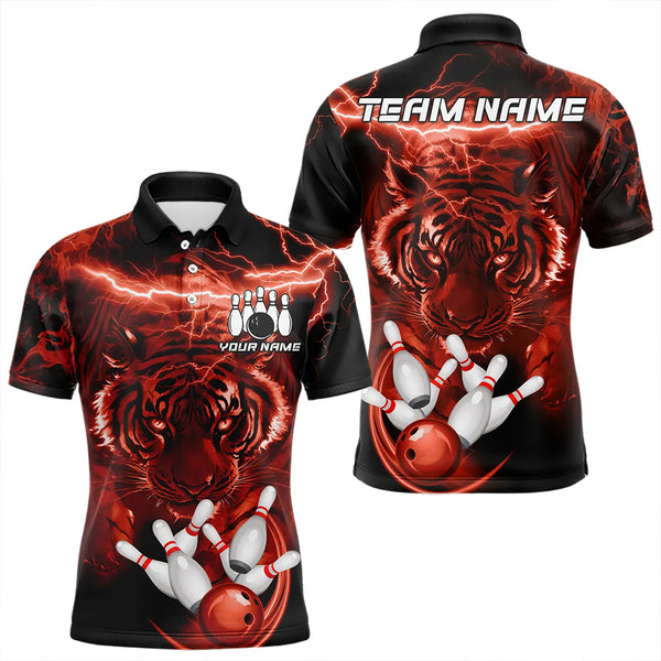 Personalized Red Lightning Thunder Storm Tiger Bowling Shirts For Men Custom Bowling Team Jerseys NQS9683