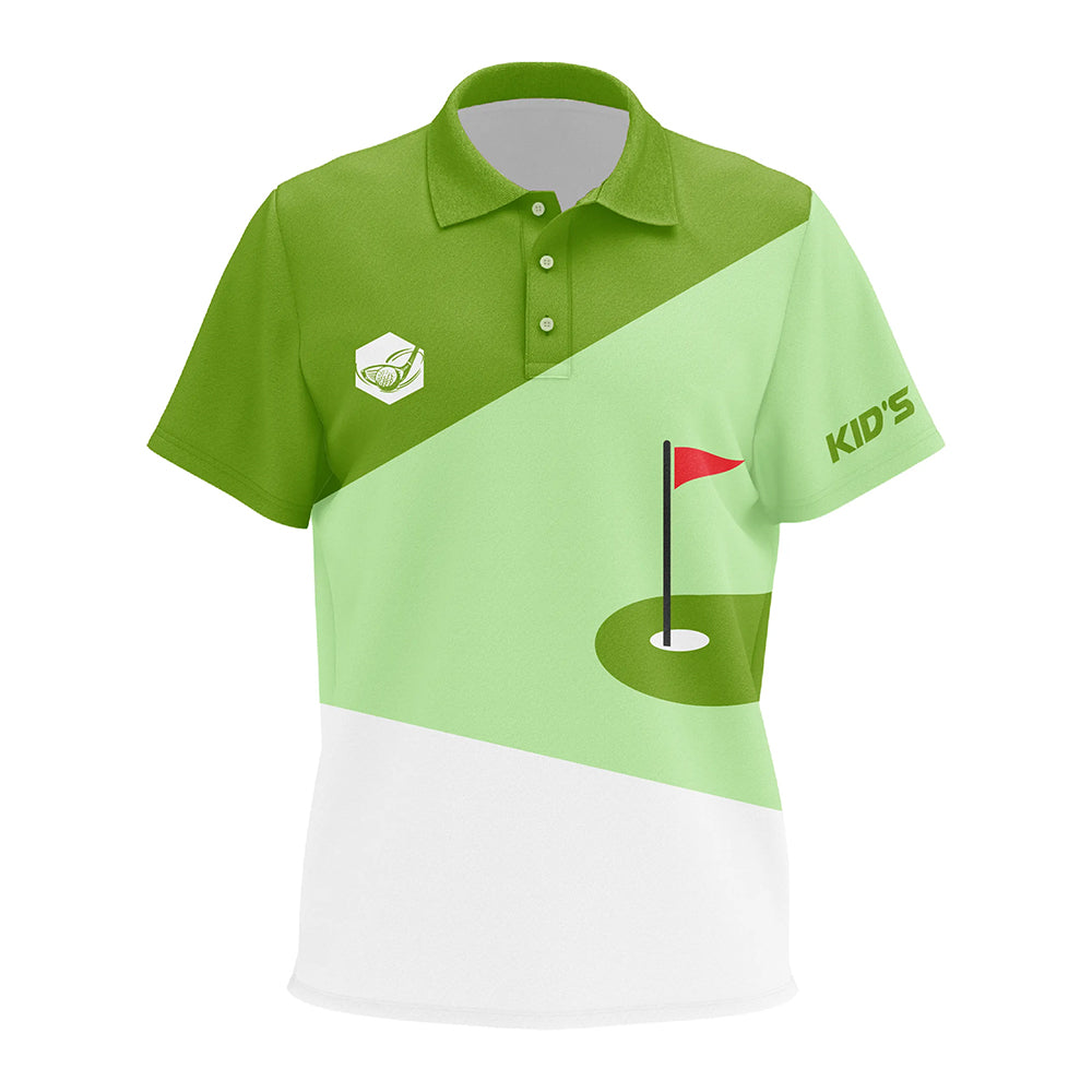 Kid golf polos shirt custom lime green and white golf apparel for Kid, golfing gifts NQS7630
