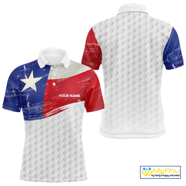 Mens golf polo shirts Texas flag patriotic custom name golf shirts for men, gift for the golfers NQS9968