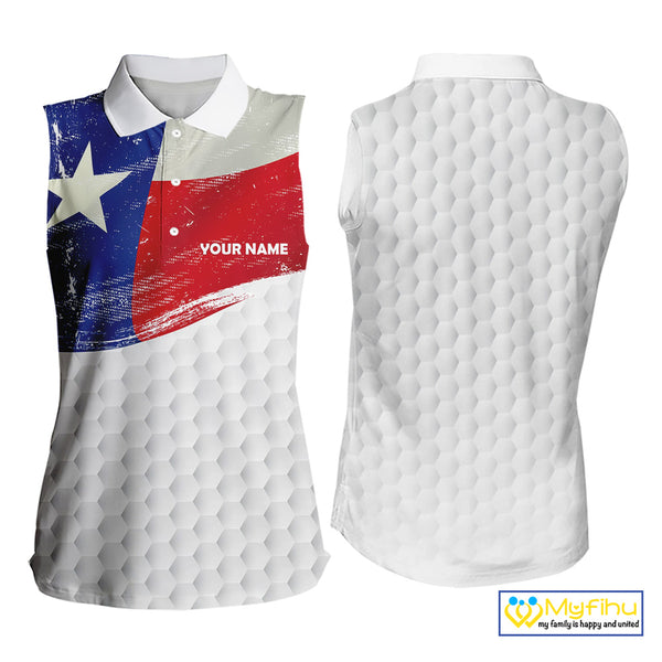 Women sleeveless golf polo shirts Texas flag patriotic custom ladies golf shirts, gift for the golfers NQS9968