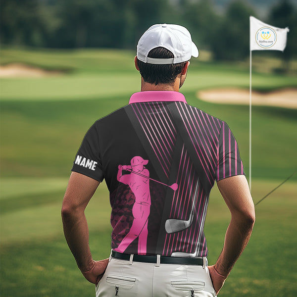 Black and pink Mens golf polo shirts custom golf clubs team golf shirts, golf tops for men NQS10117