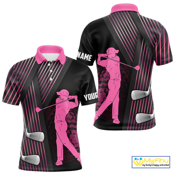 Black and pink Mens golf polo shirts custom golf clubs team golf shirts, golf tops for men NQS10117