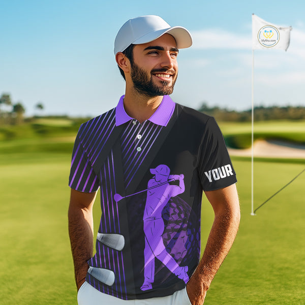 Black and purple Mens golf polo shirts custom golf clubs team golf shirts, golf tops for men NQS10118