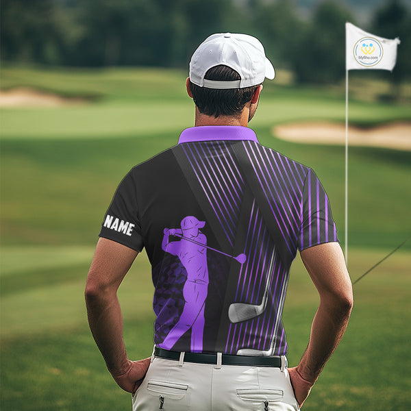 Black and purple Mens golf polo shirts custom golf clubs team golf shirts, golf tops for men NQS10118