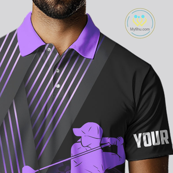 Black and purple Mens golf polo shirts custom golf clubs team golf shirts, golf tops for men NQS10118