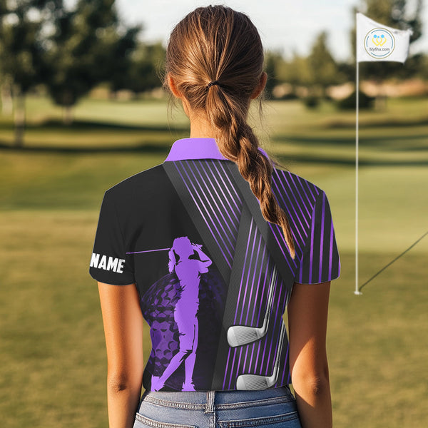 Black and purple Women golf polo shirts custom golf clubs team golf shirts, golf tops for ladies NQS10118