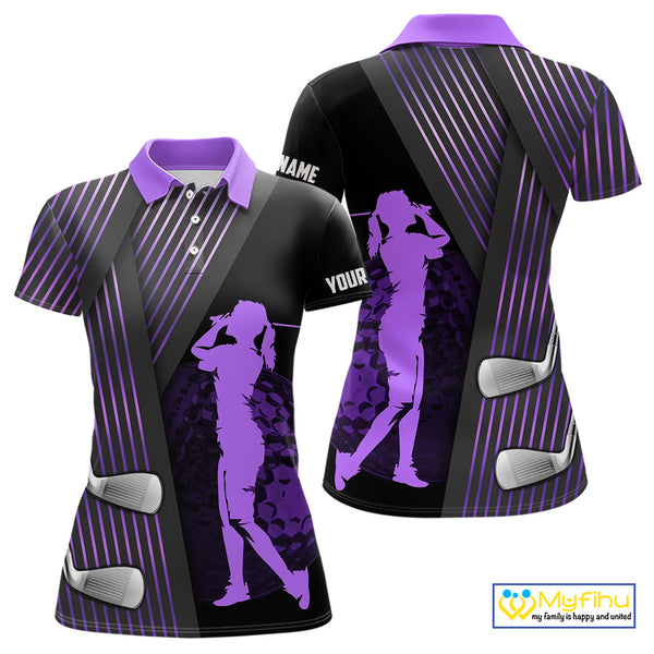 Black and purple matching golf polo for couples custom golf club team golf shirt, matching golf shirt NQS10118