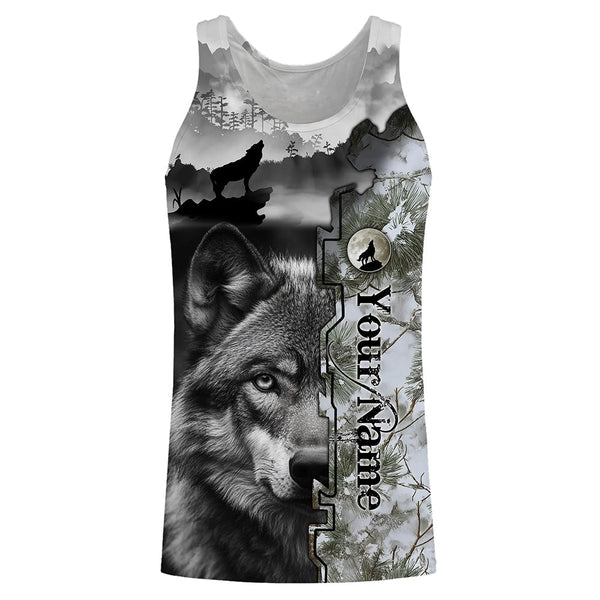 The Wolf Winter Camo Predators Hunting Customize Name 3D All Over Printed Shirts Personalized gifts NQS717