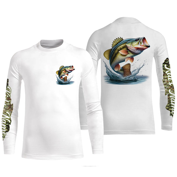 Largemouth Bass fishing Custom name Long sleeve Fishing Shirts, Bass Fishing jerseys NQS4340