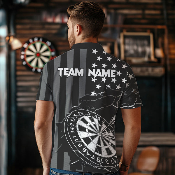 Personalized Black American flag Lightning thunder Custom Dart Team Shirts For Mens Darts Jersey NQS9539