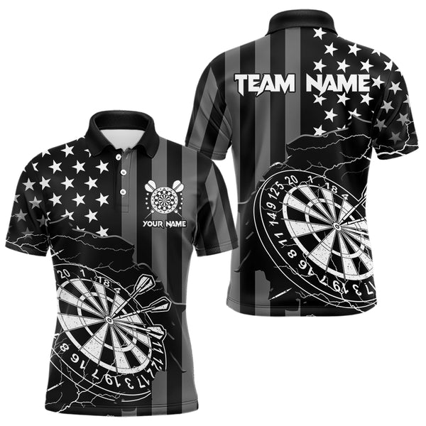 Personalized Black American flag Lightning thunder Custom Dart Team Shirts For Mens Darts Jersey NQS9539