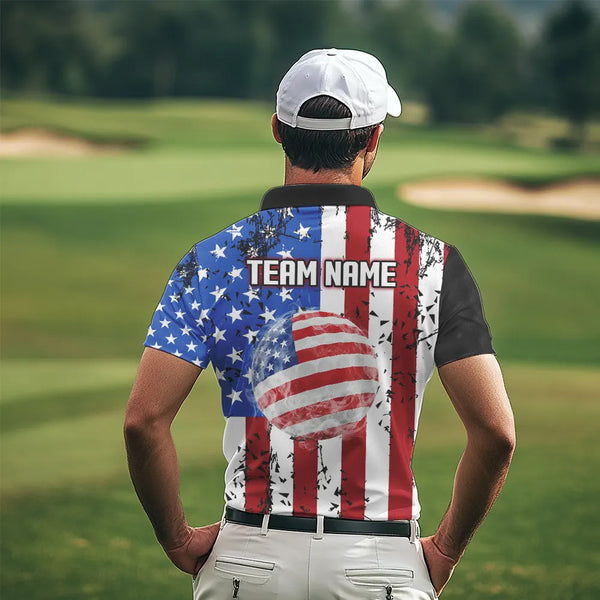 Personalized Black Camo Golf Polo Shirts For Men Custom American Flag patriotic golf shirts outfit NQS9698
