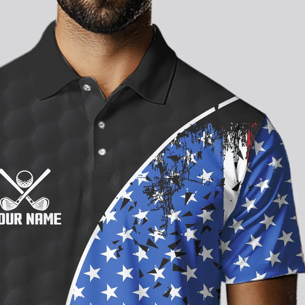Personalized Black Camo Golf Polo Shirts For Men Custom American Flag patriotic golf shirts outfit NQS9698