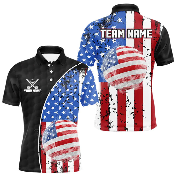 Personalized Black Camo Golf Polo Shirts For Men Custom American Flag patriotic golf shirts outfit NQS9698