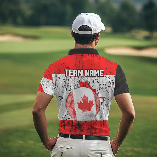 Personalized Black Camo Golf Polo Shirts For Men Custom Canadian Flag patriotic golf shirts outfit NQS9699