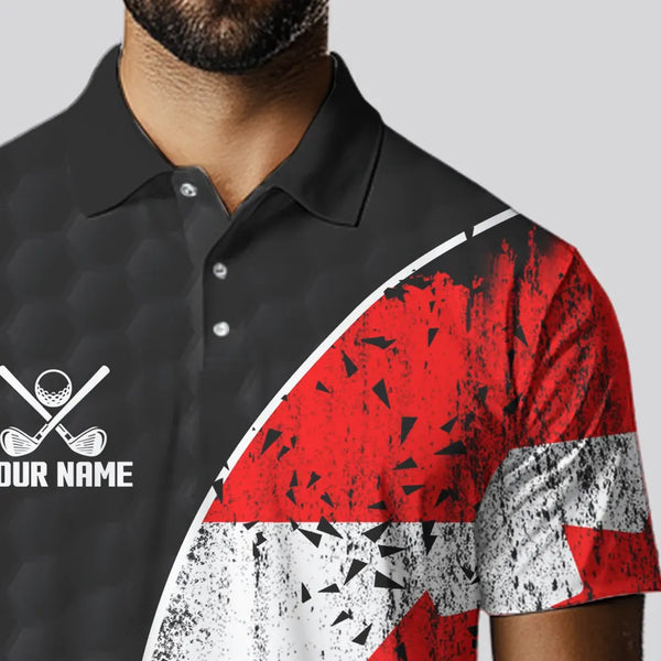 Personalized Black Camo Golf Polo Shirts For Men Custom Canadian Flag patriotic golf shirts outfit NQS9699
