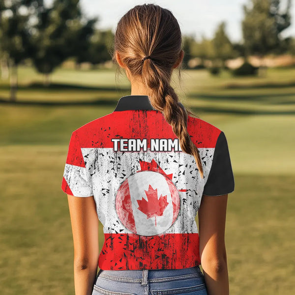 Personalized Black Camo Golf Polo Shirts For Women Custom Canadian Flag patriotic golf shirts outfit NQS9699