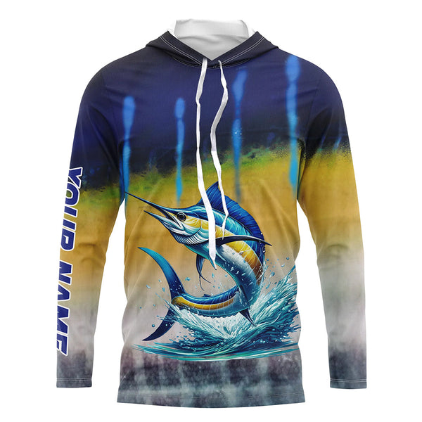 Personalized Marlin Fishing jerseys, Marlin scales UV protection performance saltwater fishing shirt NQS5254
