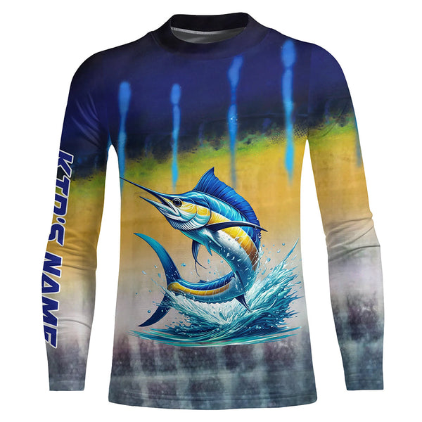 Personalized Marlin Fishing jerseys, Marlin scales UV protection performance saltwater fishing shirt NQS5254