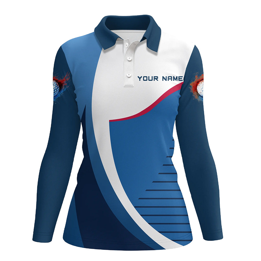 Womens golf polo shirts custom team golf attire for women, personalized golf gifts | Blue NQS7833