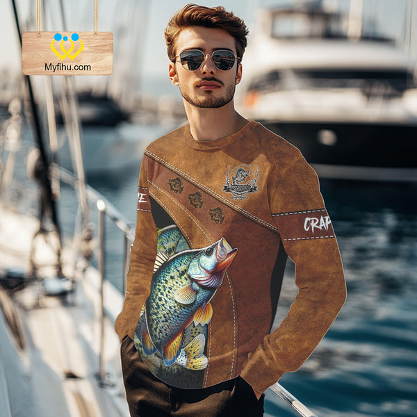 Crappie fishing UV protection custom name fishing shirts, performance shirts for men, women, kid NQS10264