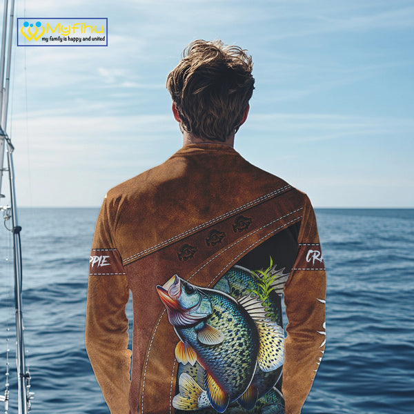 Crappie fishing UV protection custom name fishing shirts, performance shirts for men, women, kid NQS10264